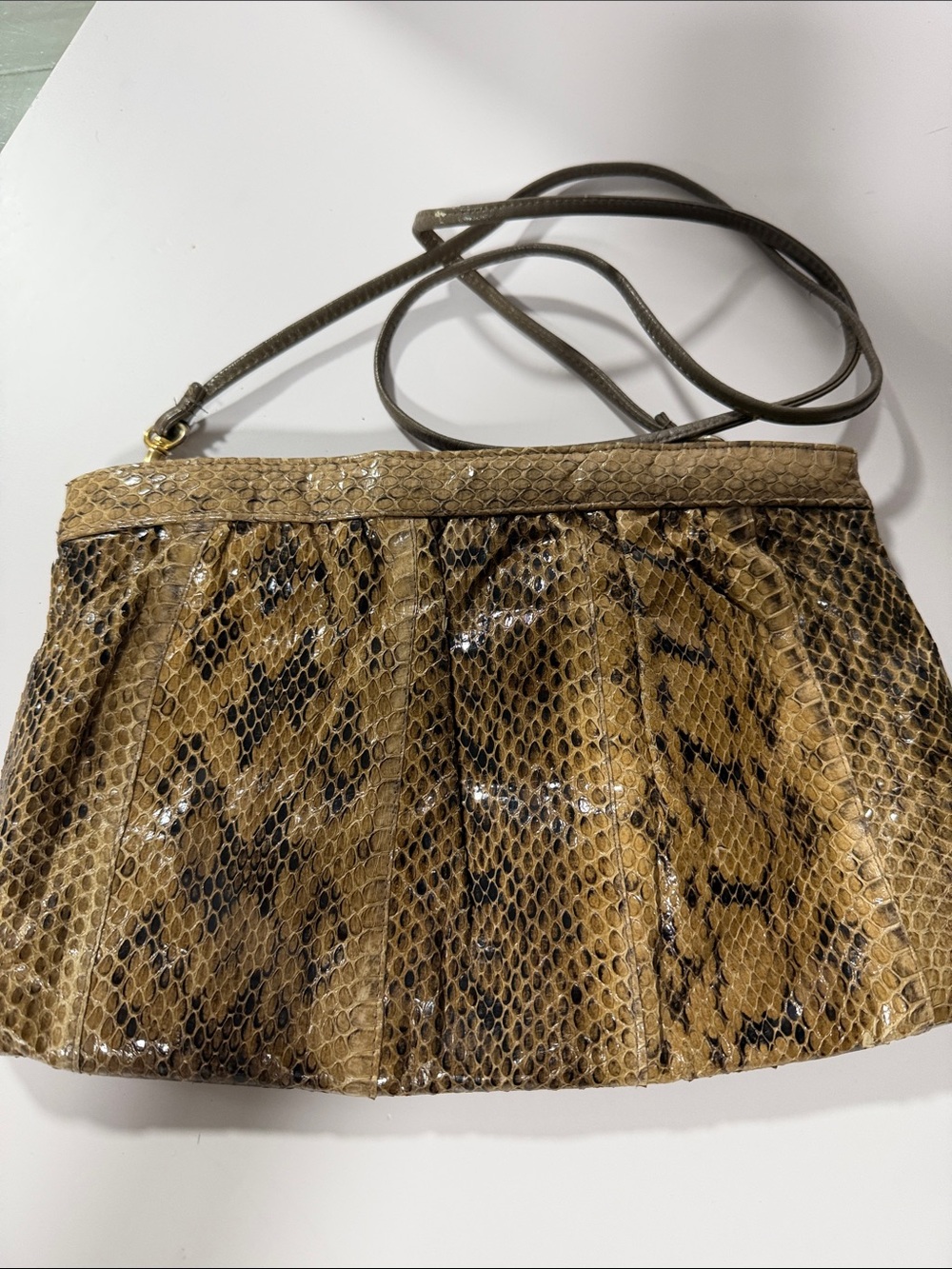 Saks Fifth Avenue Brown Snakeskin Crossbody Bag